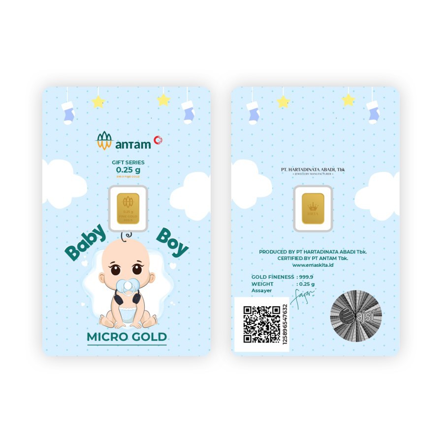 Logam Mulia Microgold ANTAM x Hartadinata Abadi 0.25 gram 0,25 LM emaskita Mini Gold Emas 24K-Baby Boy Dot