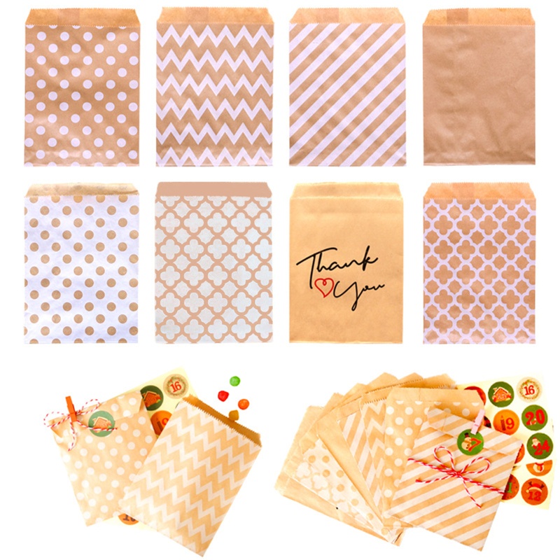 Zzz 24pcs / Set Kantong Kertas Kraft Motif Natal Untuk Kemasan Makanan / Permen / Hadiah