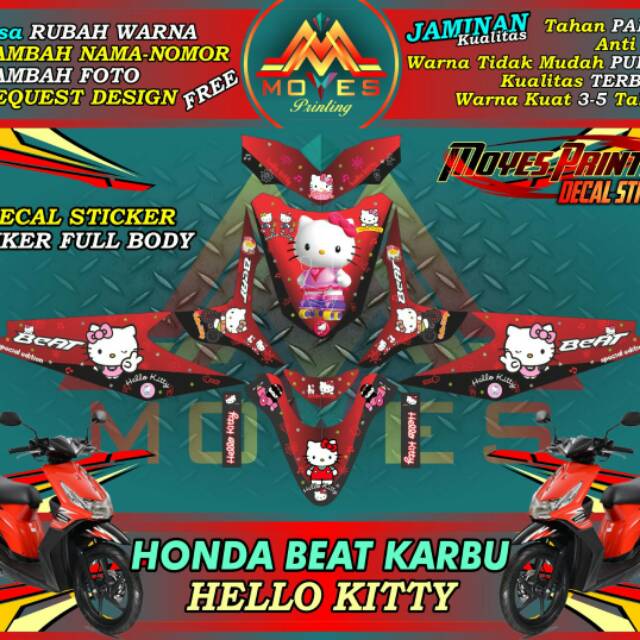 Stiker Honda Beat Karbu Decal Beat Karbu Decal Motor Honda Beat Karbu Hello kitty Decal Stiker Beat