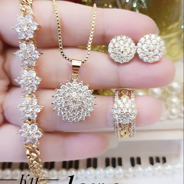 Xuping set perhiasan cantik, perhiasan dewasa lapis emas 24k 0403h