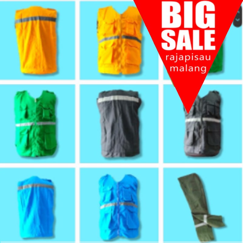 Jaket / Rompi / Vest / Kanvas / Katun / Kerah Oblong / V neck / Mancing / Cowok / Pria / Kantong Banyak / Murah / Standar / Jumbo TERMURAH