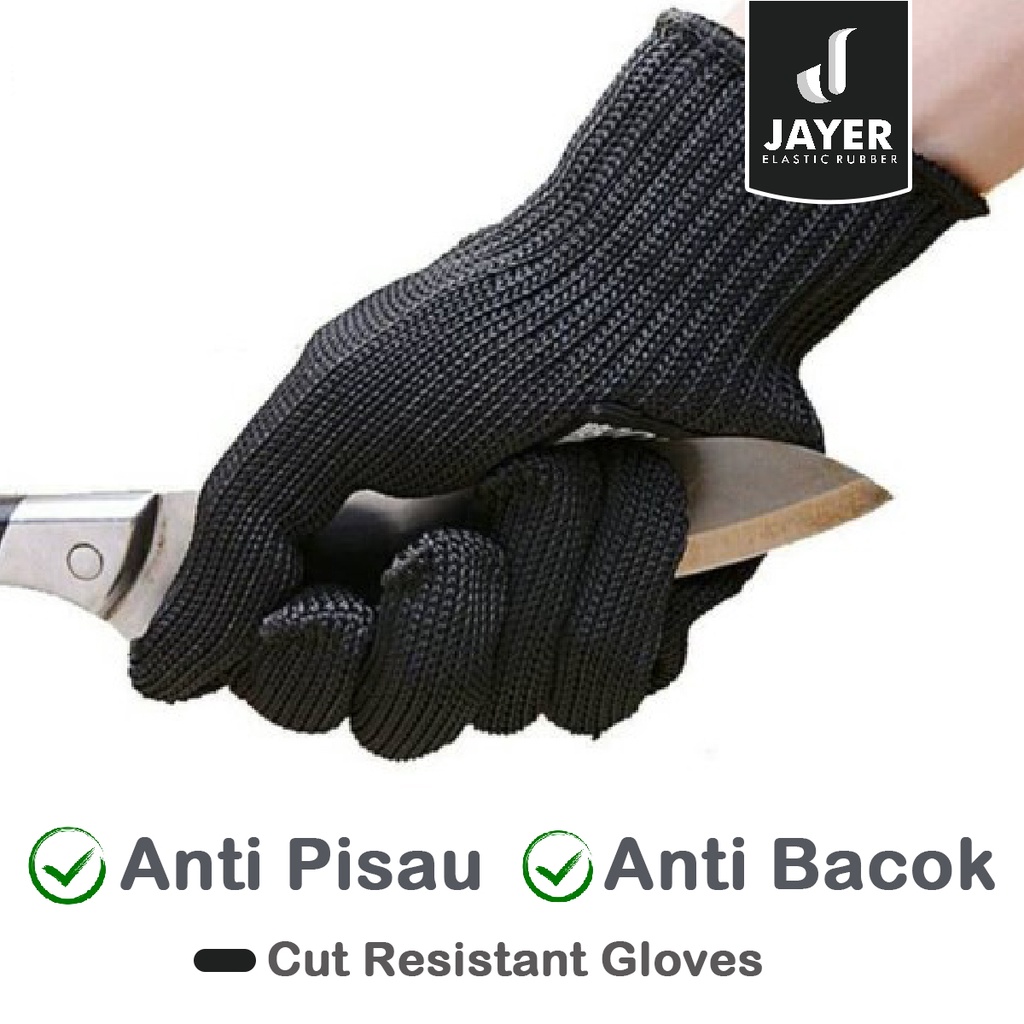 Sarung Tangan  Hitam Anti Pisau Tajam Gores Bacok tusuk Cut Resistant Gloves