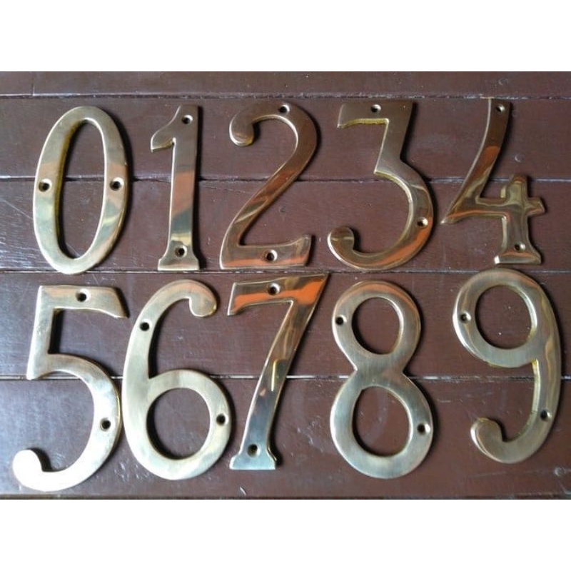 Nomor Plat Rumah Kantor Kuningan - Brass Number