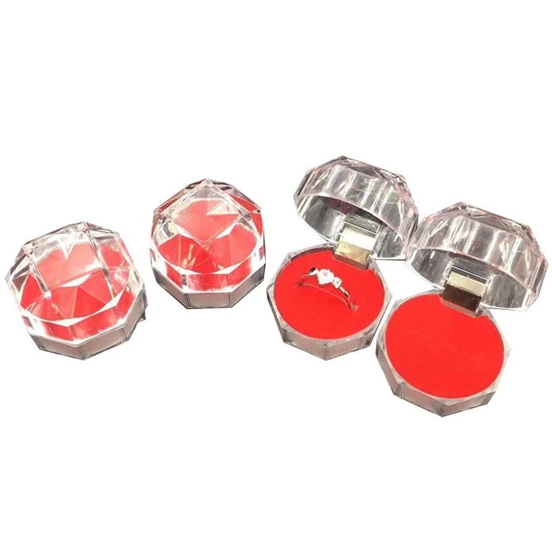 Mini 2 Colors Options Jewelry Package Ring Earring Box Acrylic Transparent Wedding Packaging Jewelry Box