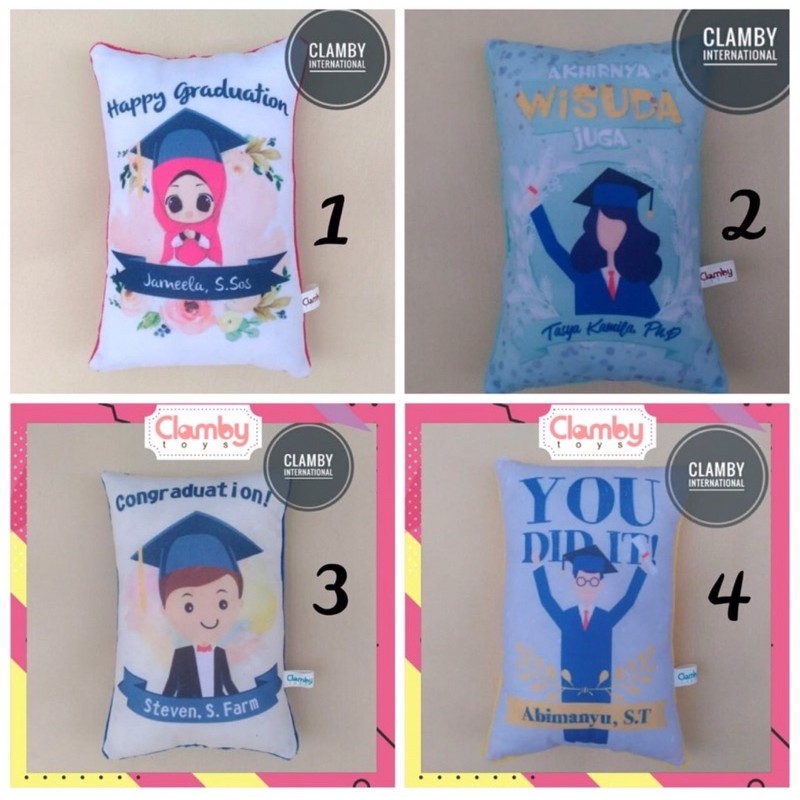 Bantal Wisuda Graduation Custom Nama | Kado Bantal Wisuda