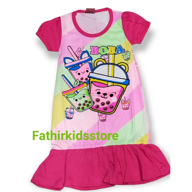 DRESS ANAK BOBA DRINK BISA COD