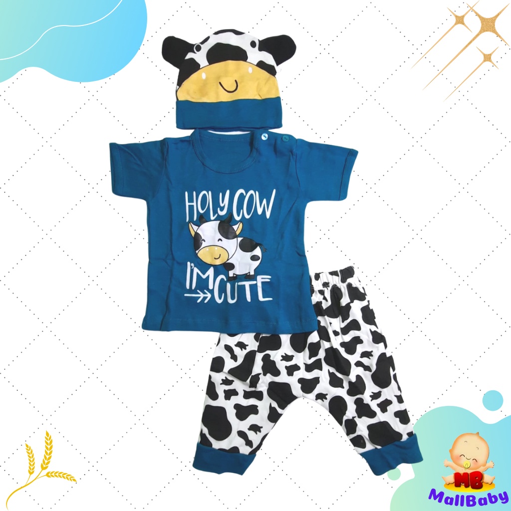 Baju Bayi Laki Laki 6-12 Bulan Setelan Bayi Laki Laki  Topi 1 Tahun HolyCow