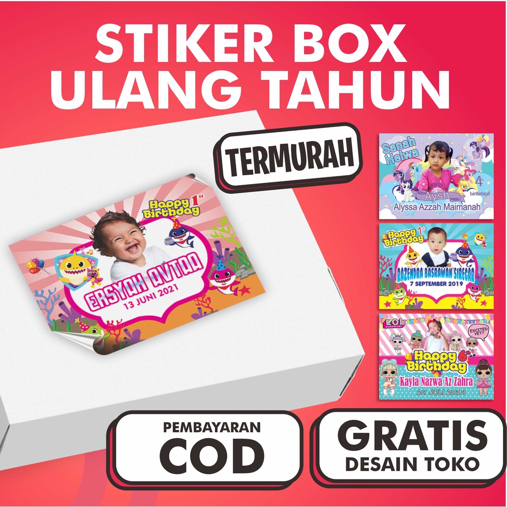 Stiker Kotak Box Makanan Ulang Tahun Anak Unicorn Spiderman avenger dll