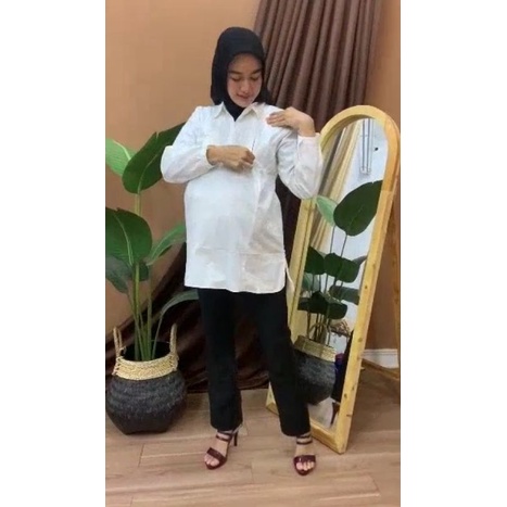 Blouse putih ibu hamil menyusui.atasan kerja putih hamil jumbo.bumil busui.baju dinas putih