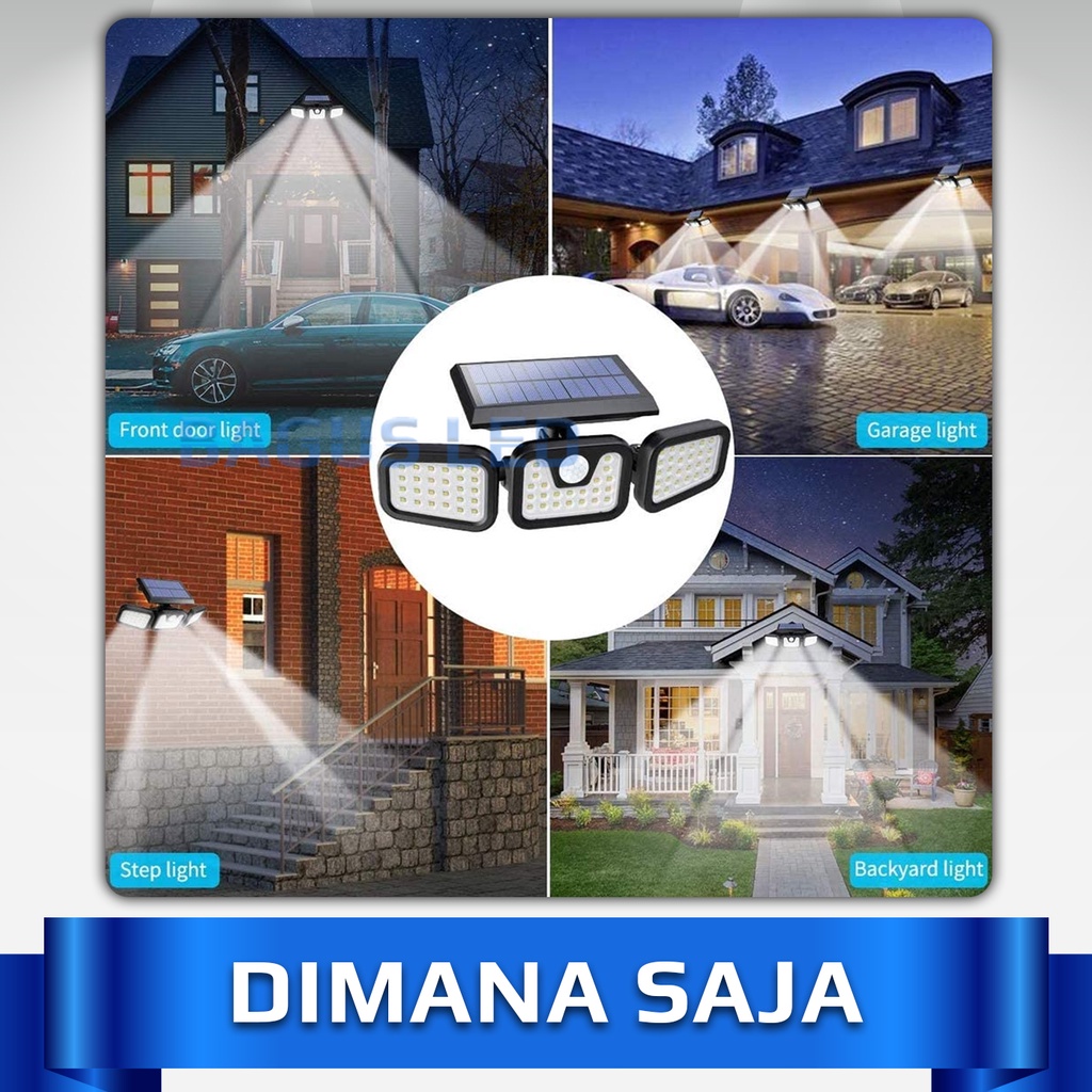 Lampu Dinding Solar Tenaga Surya Sensor Gerak Solar Cell PIR Night Sensor Lamp 74 LED