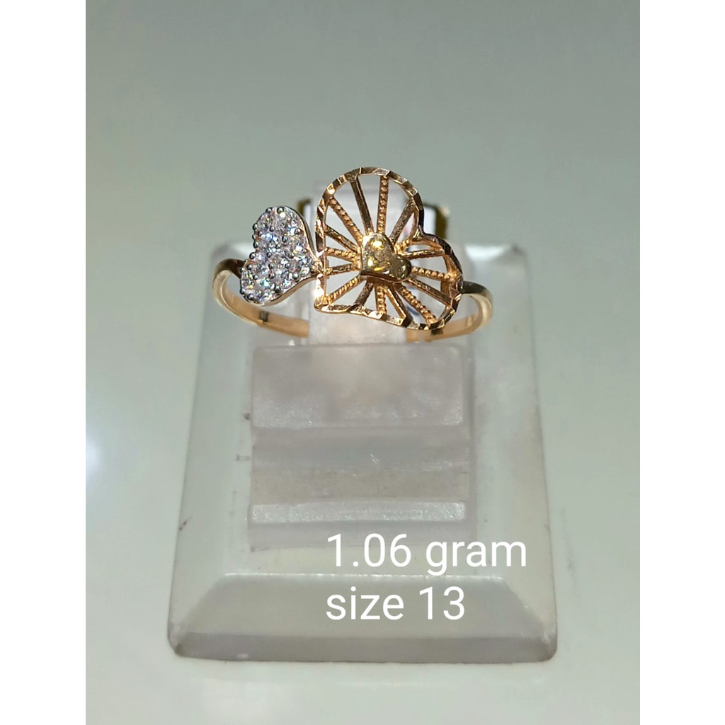 Cincin Emas Double Heart Kadar 70% 1.06 Gram Size 13