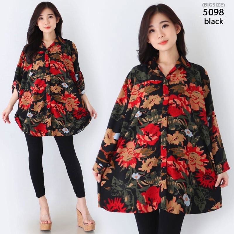 BAJU KEMEJA ATASAN WANITA BIG SIZE JUMBO LD 130cm XXL XXXL 5098 BAJU IBU HAMIL KERJA KANTOR PESTA KA