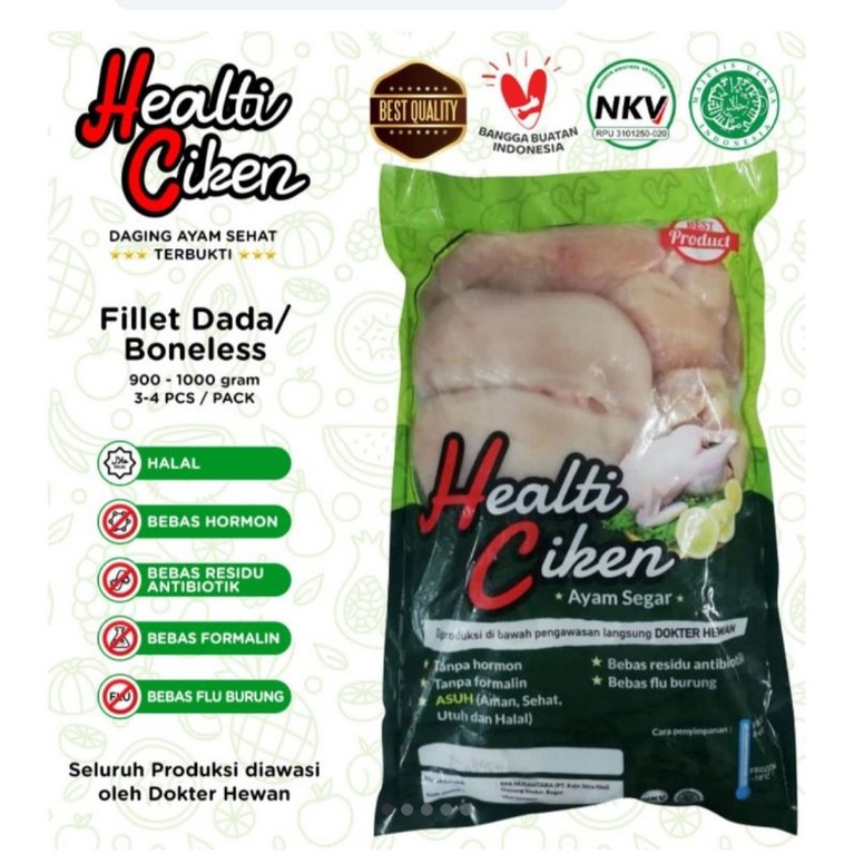 

Daging Ayam Sehat - Tenderloin - Healti Ciken - Fresh - 1 Pack - 1kg Halal BPOM