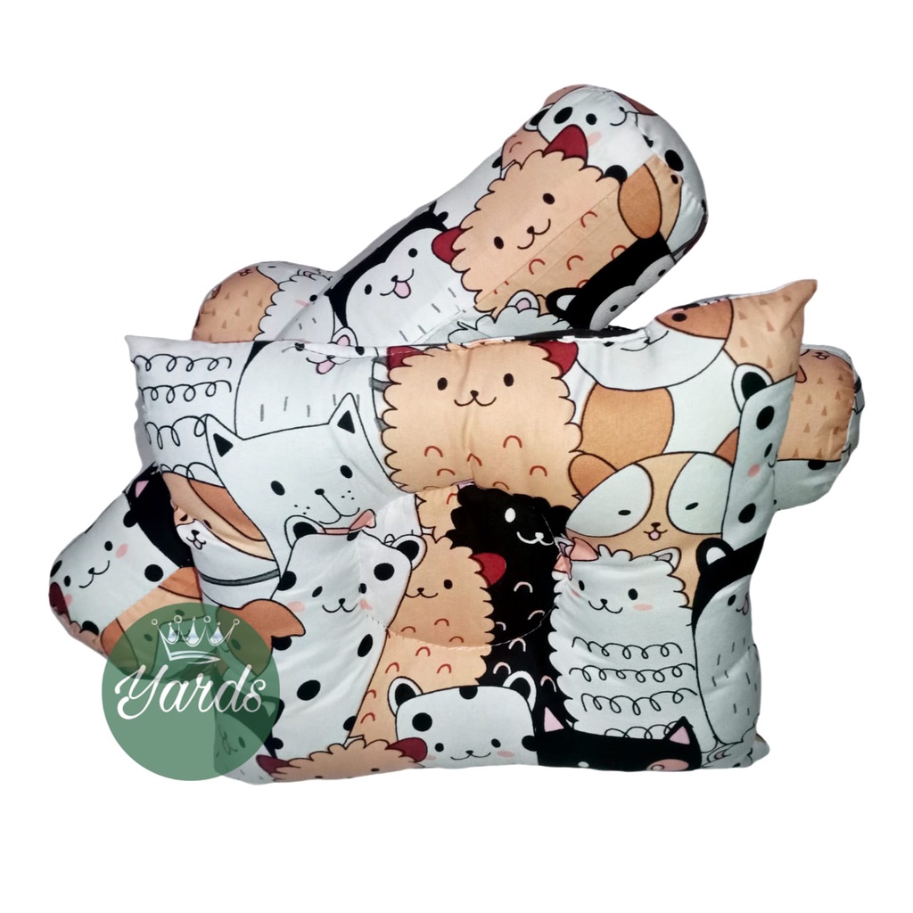 1 Set Bantal Bayi - 1 Bantal Peang Bayi Dan 2 Bantal Guling - Bantal Bayi Motif Dan Warna Warni