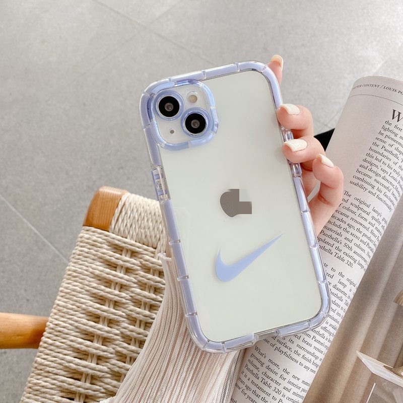 Bersinar Pada Malam Silikon Soft Case iP iPhone 13 Pro Max Black Nike Logo Couples Bumper Bening Sederhana Pink ADIDAS