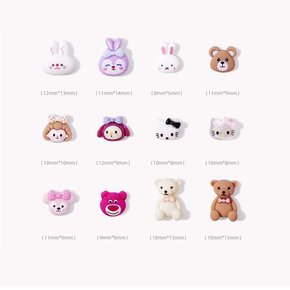 Agustinina Kartun Nail Art Kawaii Manis Strawberry Bear Kucing Gadis Kecil Bunny DIY Perhiasan Nail Art