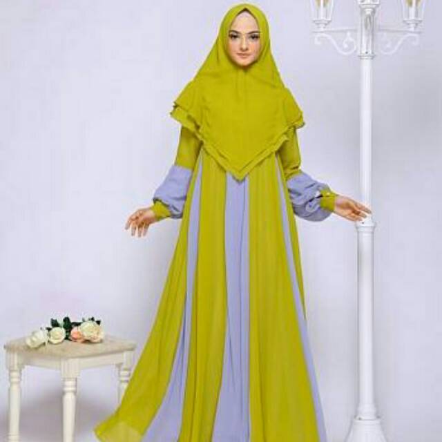 Ready Zira syari lemon abu flat@195.000