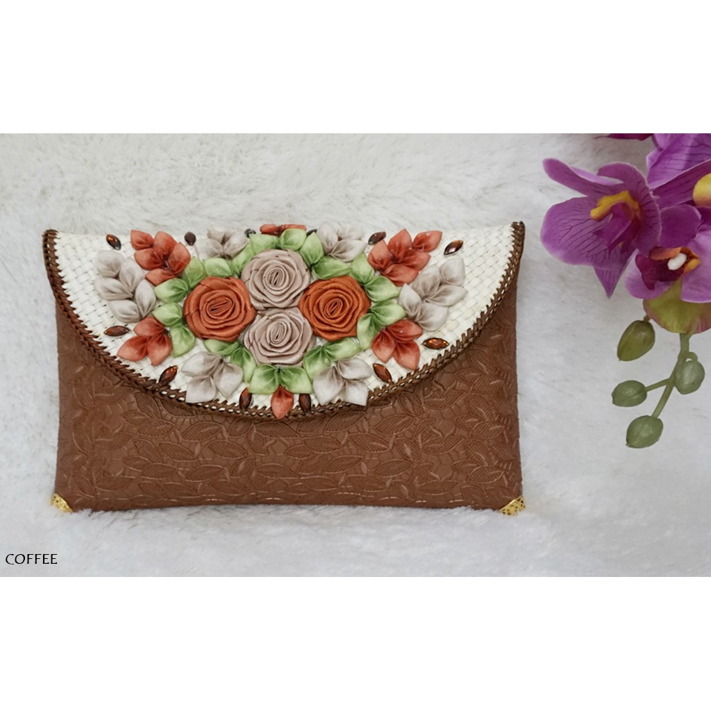 dompet pesta dompet batik clutch Coffee CB03