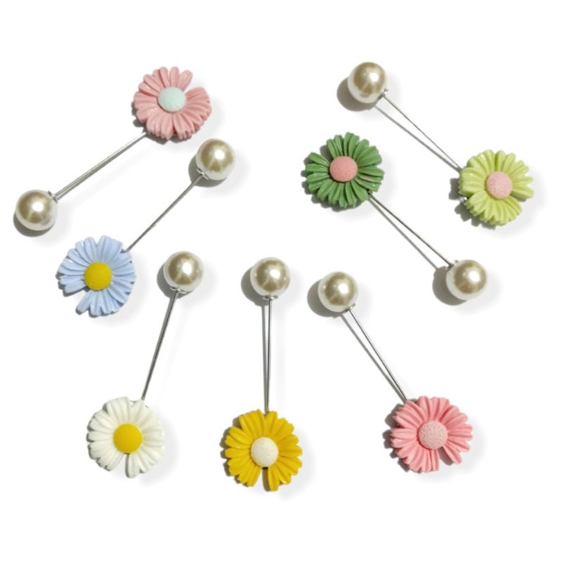 Bros Tusuk Tuspin Mutiara Bunga Clay Sunflower Pin Brooch Bros Hijab Pearl Flower