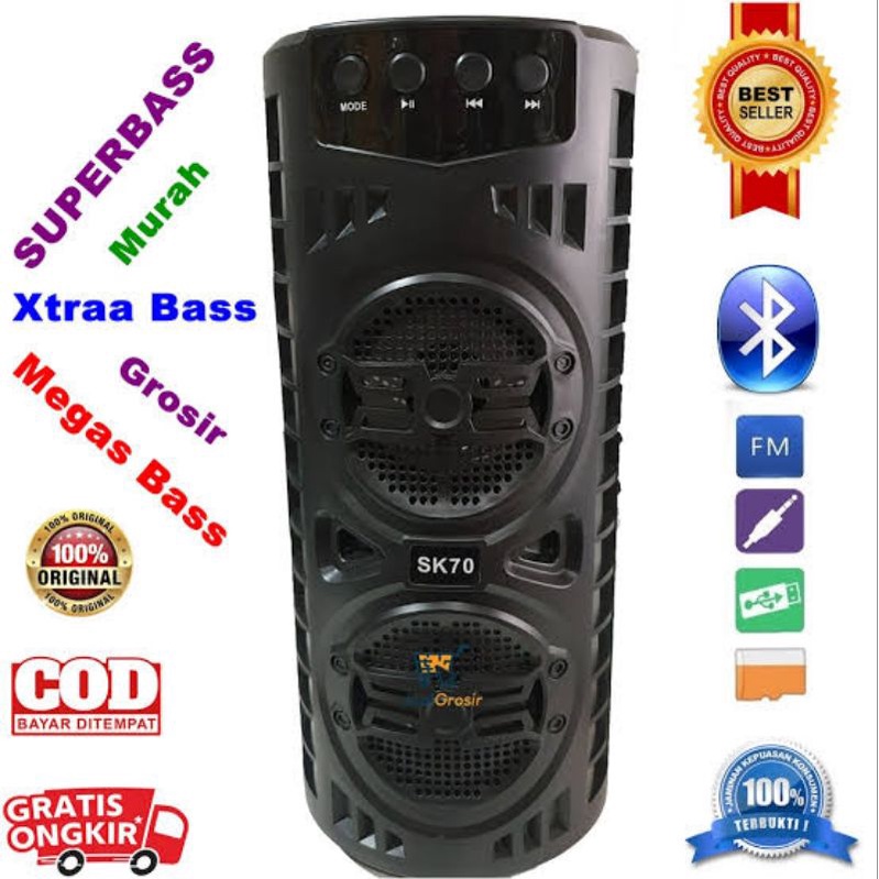 Speaker Bluetooth SK70L Bazuca Bocina Dual 3" Wireless Speaker