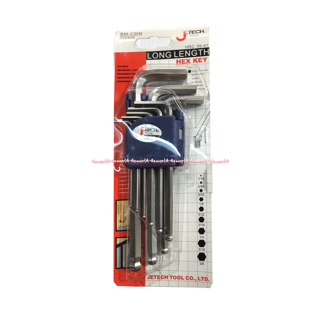 Jetech Extra Long Length Hex Key 56-61 Kunci L