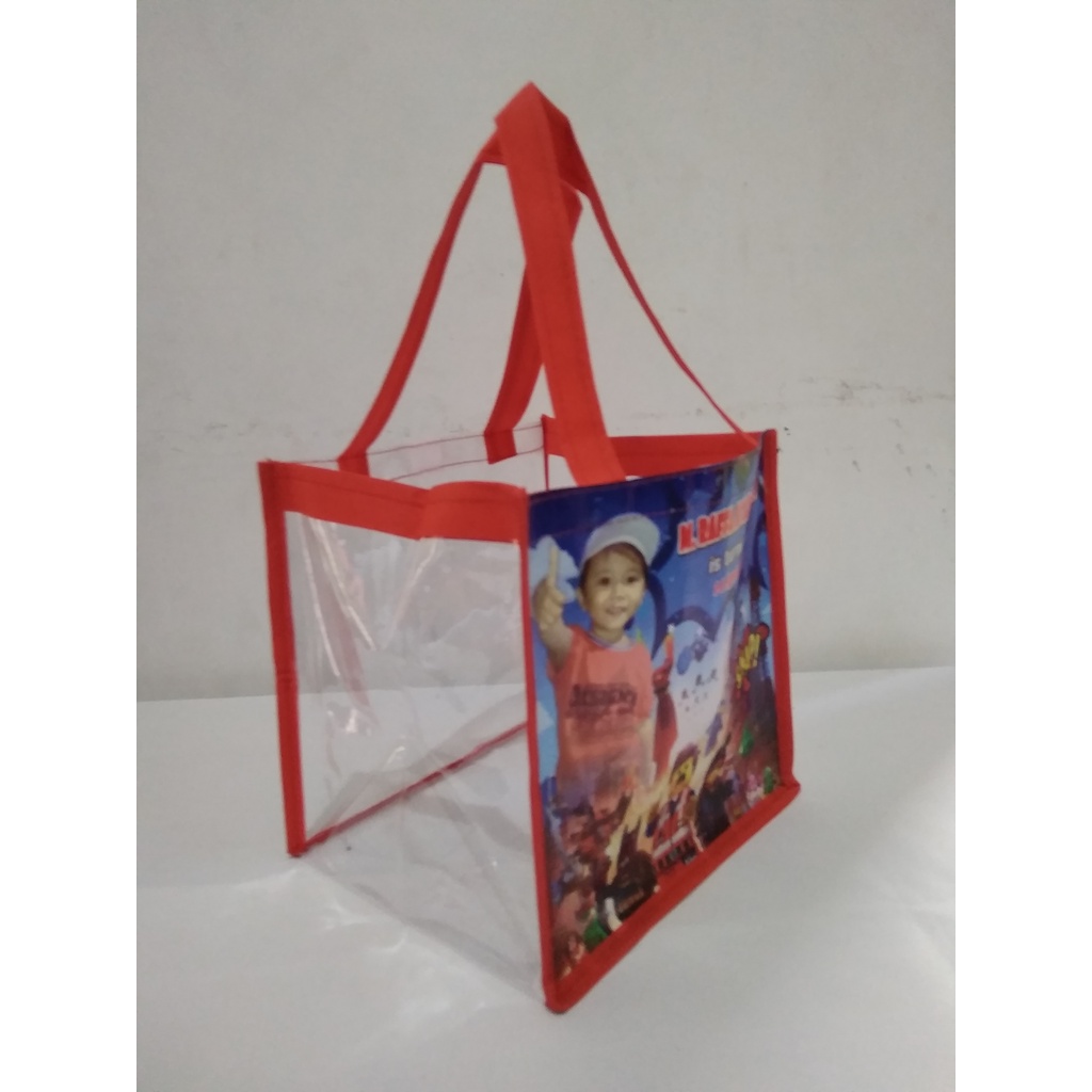 

(Dobel Jahitan )tas ulang tahun anak mika / tas tasyakuran mika / goodiebag mika /tas souvenir mika 35x35x35