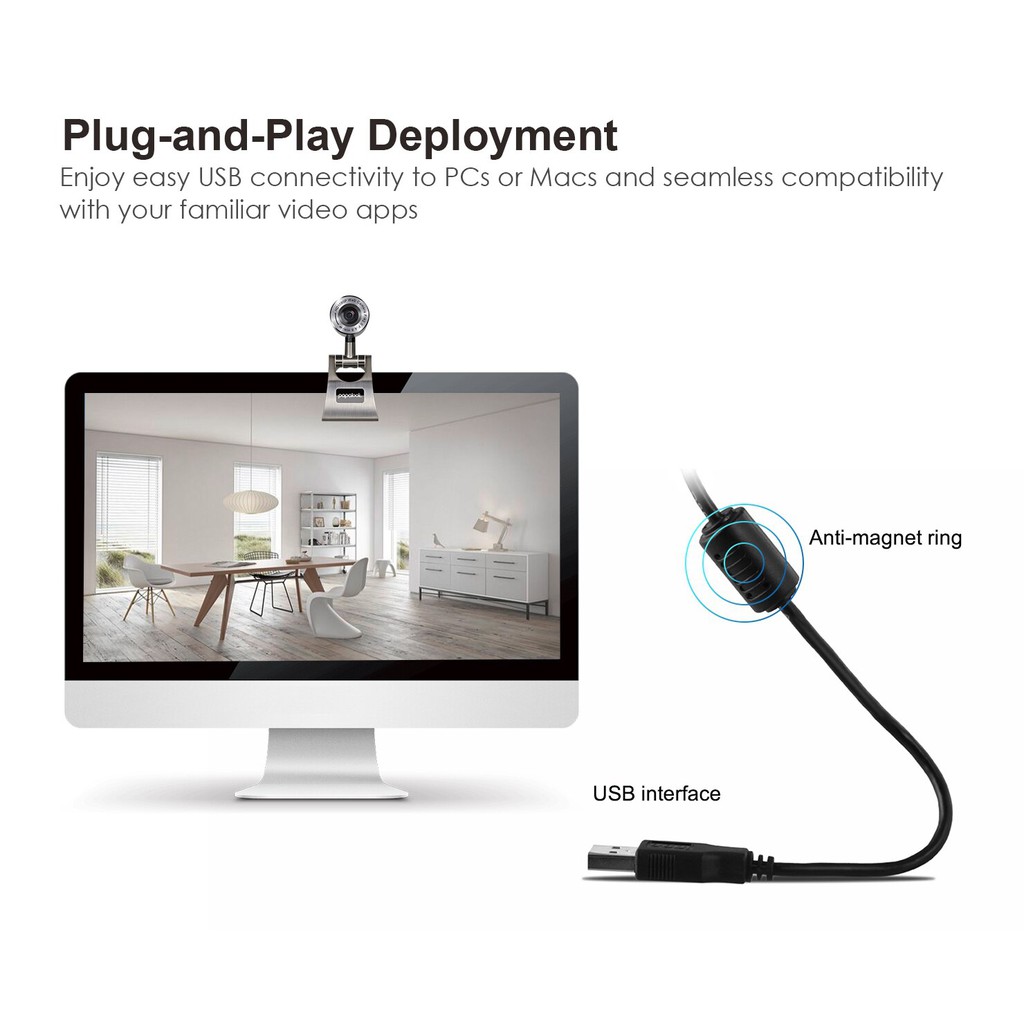 Webcam papalook wired usb 2.0 1080p FHD 30fps live streaming with microphone for pc laptop office gaming pa150s pa150