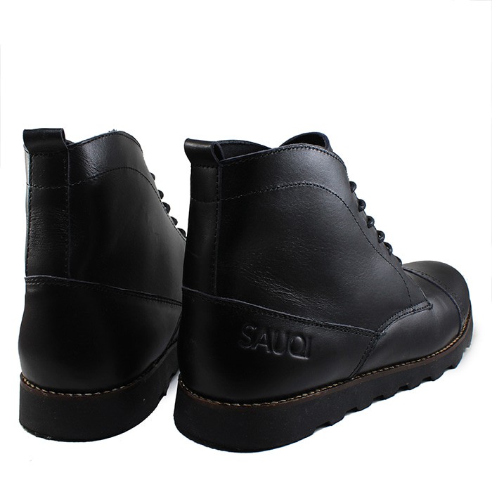 Sepatu Boots Pria Sauqi Kopp Black Kulit Asli Casual Kerja Kantor Pria