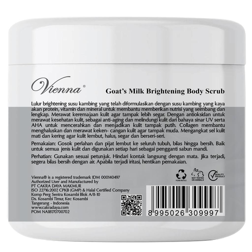 Vienna Body Scrub 1Kg 250gr Goat's Milk Cow's Milk Bengkoang's Milk