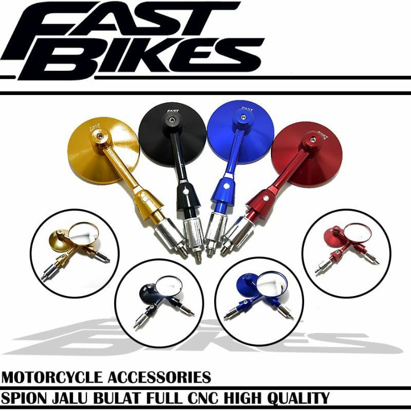 Spion jalu bulat Bar End fast bikes spion fleksibel silver gold merah limited edition bisa buat semu