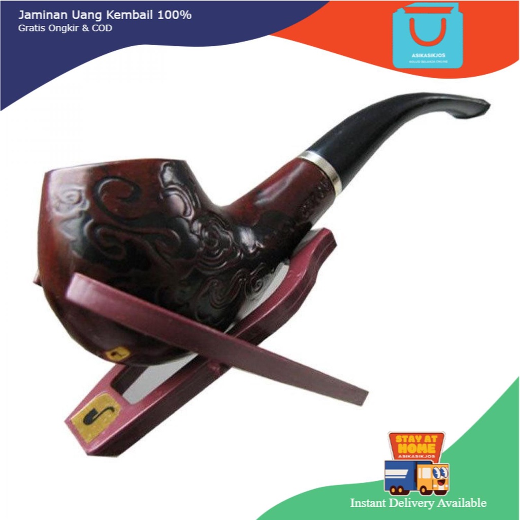 Chung Feng Pipa Rokok Kayu Ukiran Klasik