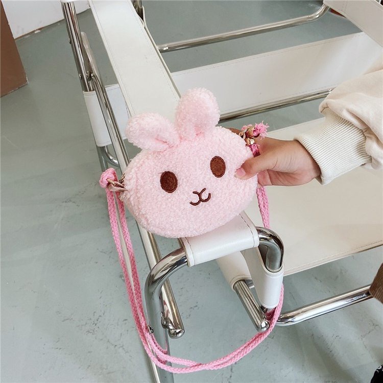 Tas Anak Model Kucing Kelinci Mini Lucu Tas Anak Perempuan Cat Rabbit Animal Cute Harajuku Style Bahan Bulu Bludru Plush Fluffy Fur Sling Bag Wanita Tas Kasual Korean Style Mewah