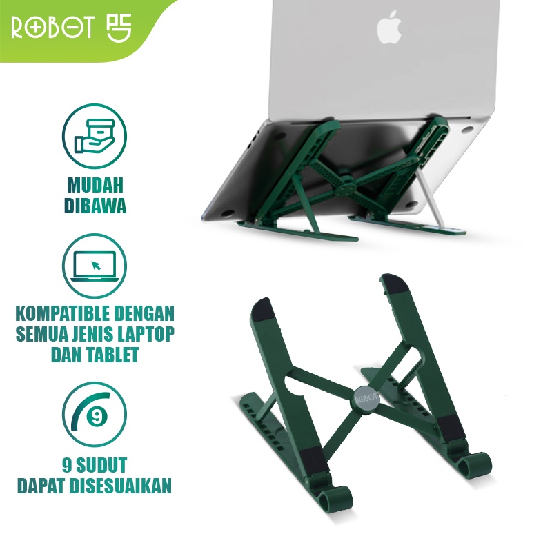 ROBOT Stand Holder Laptop Portable Lipat Anti Slip Kompatibel dengan Semua Jenis Laptop dan Tablet RT-LS03 Original - Garansi Resmi