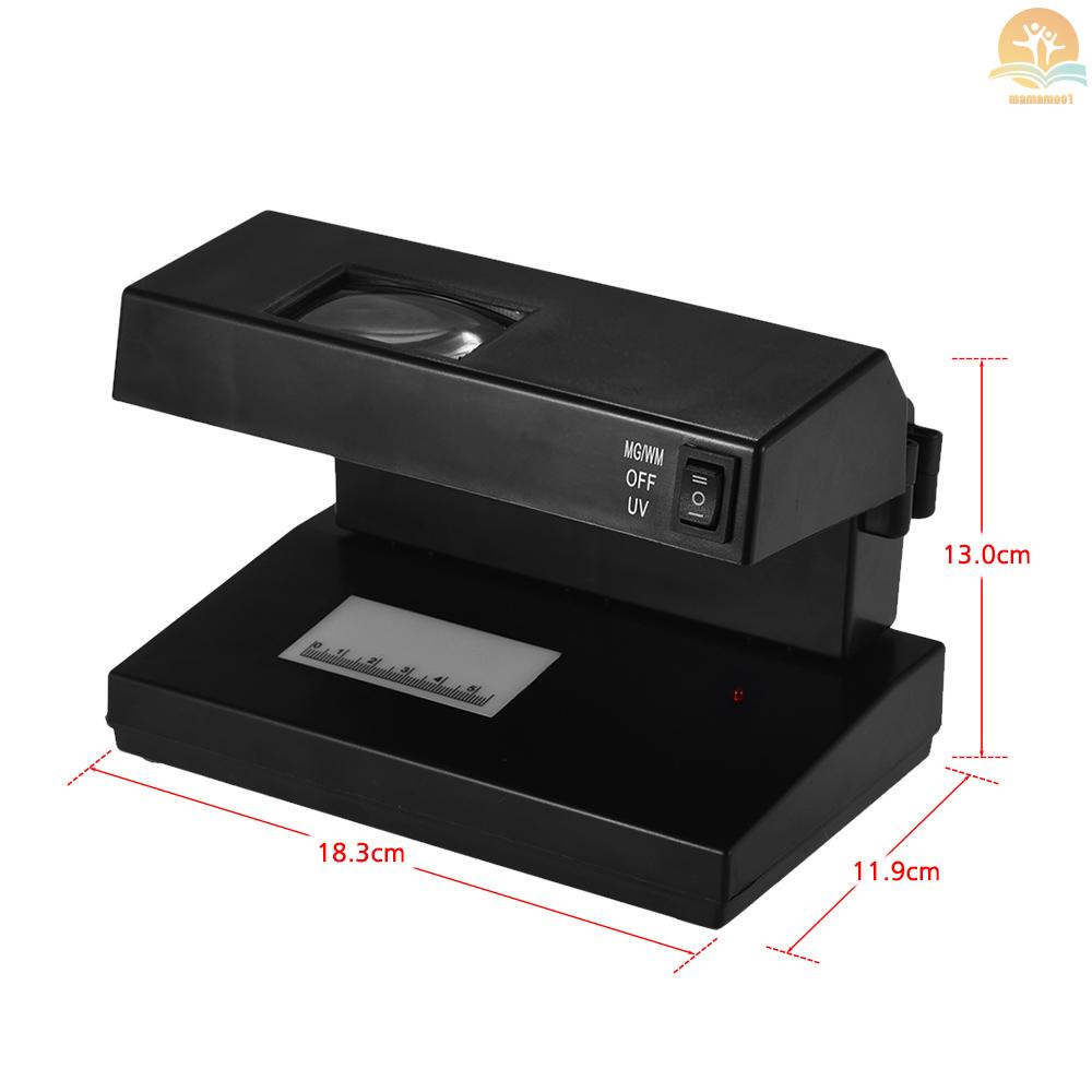 Portable Desktop Counterfeit Bill Detector Cash Currency Banknotes Notes Checker Machine Support Ultraviolet UV and Watermark Detection with Magnifier Forged Money Tester for USD EURO POUND, EU Plug