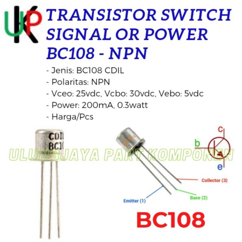 transistor BC108 penguat power dan signal - switch power transistor