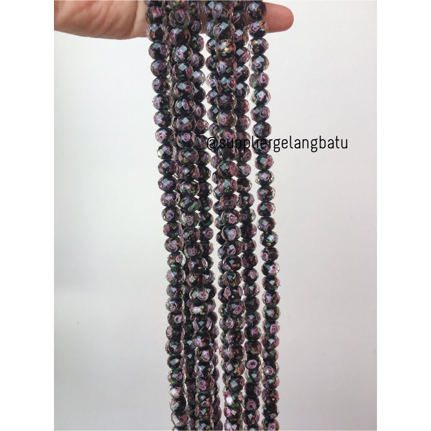 Lampwork Crystal Murano 12x10mm Bahan Kristal Ceko Mawar Hitam Cantik Premium Aksesoris cewek wanita