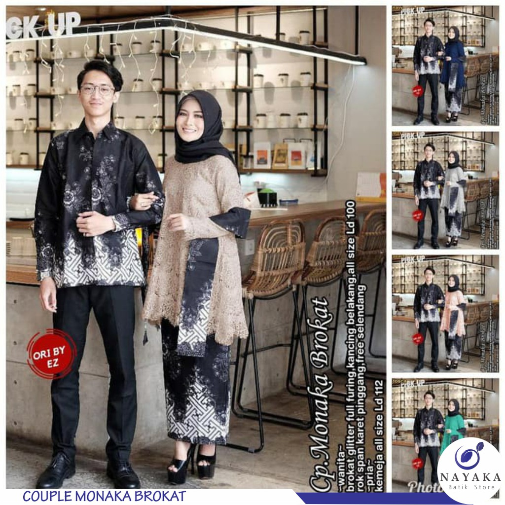 NAYAKA BATIK - Couple Monaka Bunga Pagar Brokat 3D Premium Halus Size M,L,XL