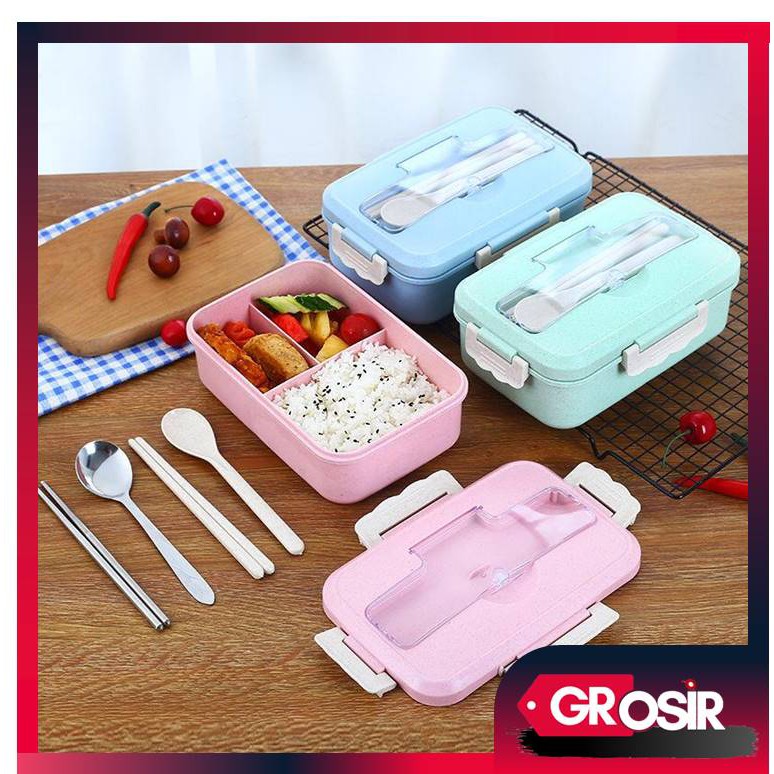 Grosir - H8018 Lunch Box Anti Tumpah /  Kotak Bekal Makanan / Kotak Makan / Tempat Bekal Makanan