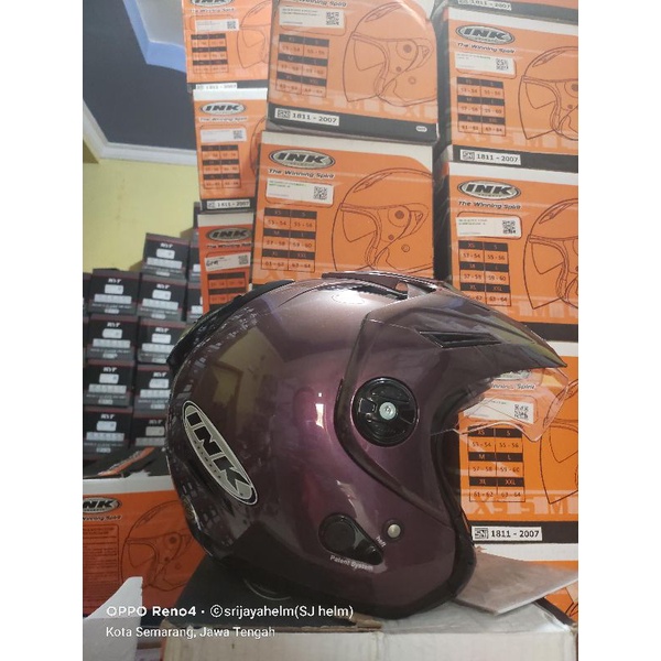 HELM INK T1 UNGU dan PULL WARNA DOUBLE VISOR ORIGINAL