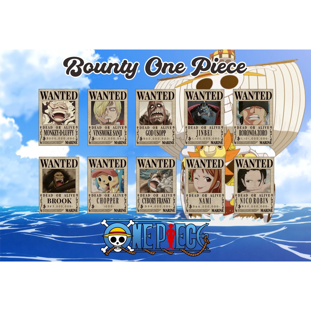 Stiker Bounty Wanted One Piece ukuran Kecil Termurah