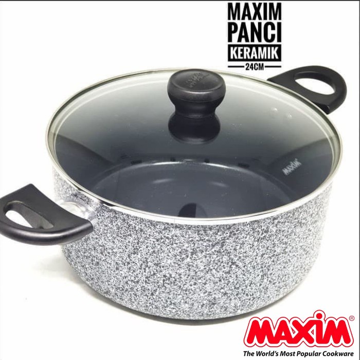 Maxim Panci Neostone Marble Ceramic Dutch Oven 20 cm 24 Cm dan Tutup Kaca  Maxim NEO24DO Neostone Dutch Oven 24 Cm