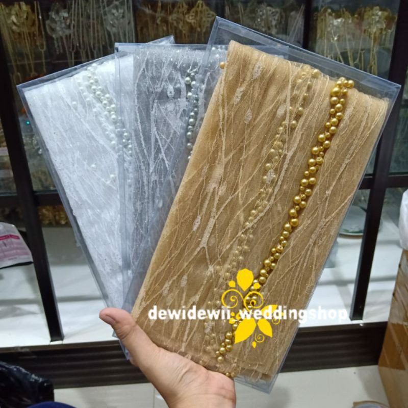 KERUDUNG PENGANTIN / VEIL MUTIARA MOTIF AKAR / VEIL