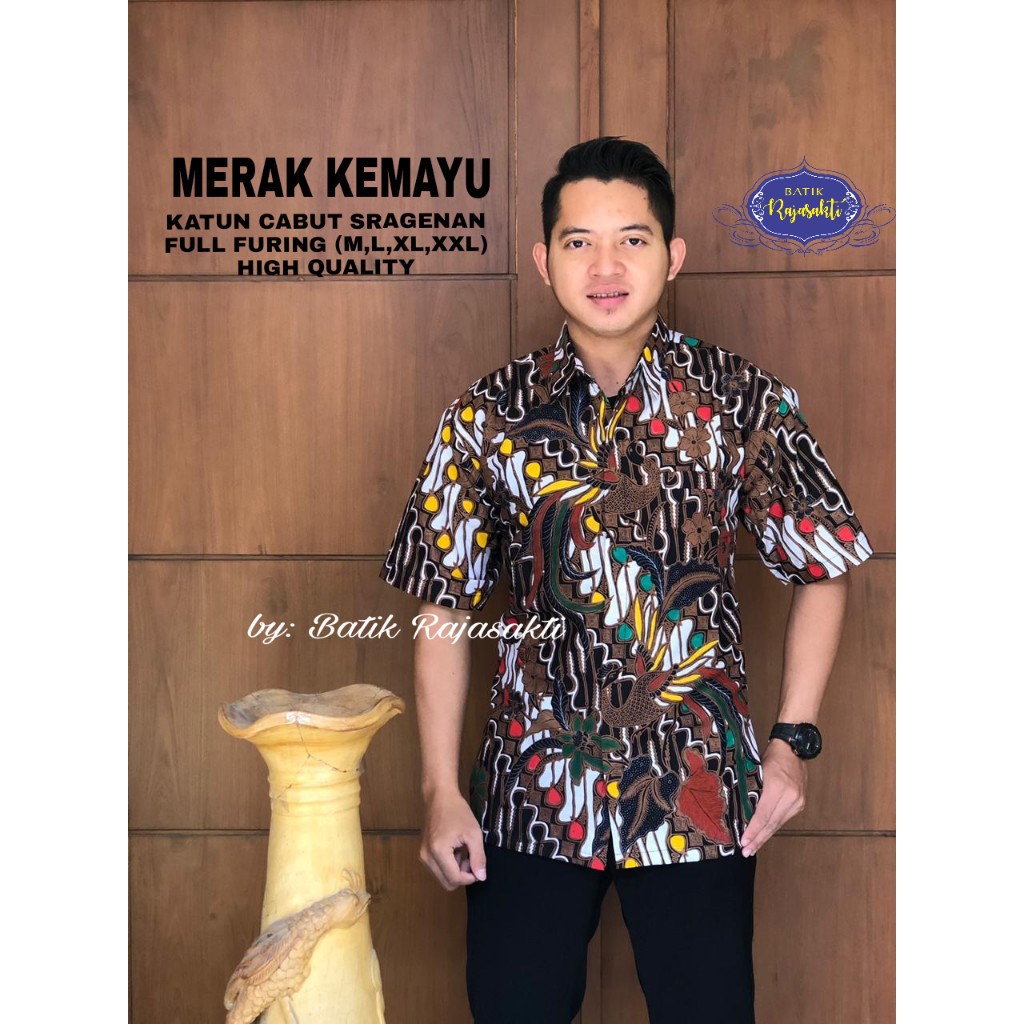 MERAK KEMAYU RAJASAKTI KEMEJA BATIK SOLO PRIA LENGAN PENDEK LAPIS FURING ATASAN BATIK PREMIUM MODERN KATUN HALUS BAHUWIRYA  BANAMITRA BANAMITRA PUTIH BANGSAWAN BAYU PUTRA BERLIAN BIRU BHARATAYUDA BIMASENA BIRENDRA BIRU INDAH BRAHMAKERTA BRAHMAKERTA MERAH