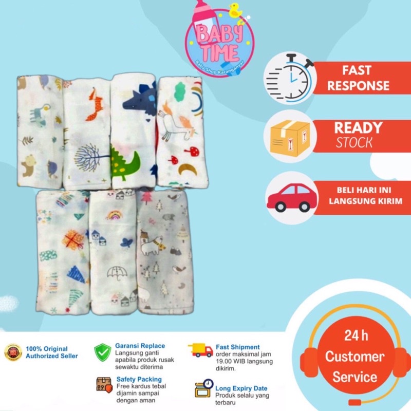 Ecobaby Bedong Bayi Kain Bedong Muslin Bayi | Baby Swaddle Muslin | Selimut Bayi | Cover Stroller 100*100cm