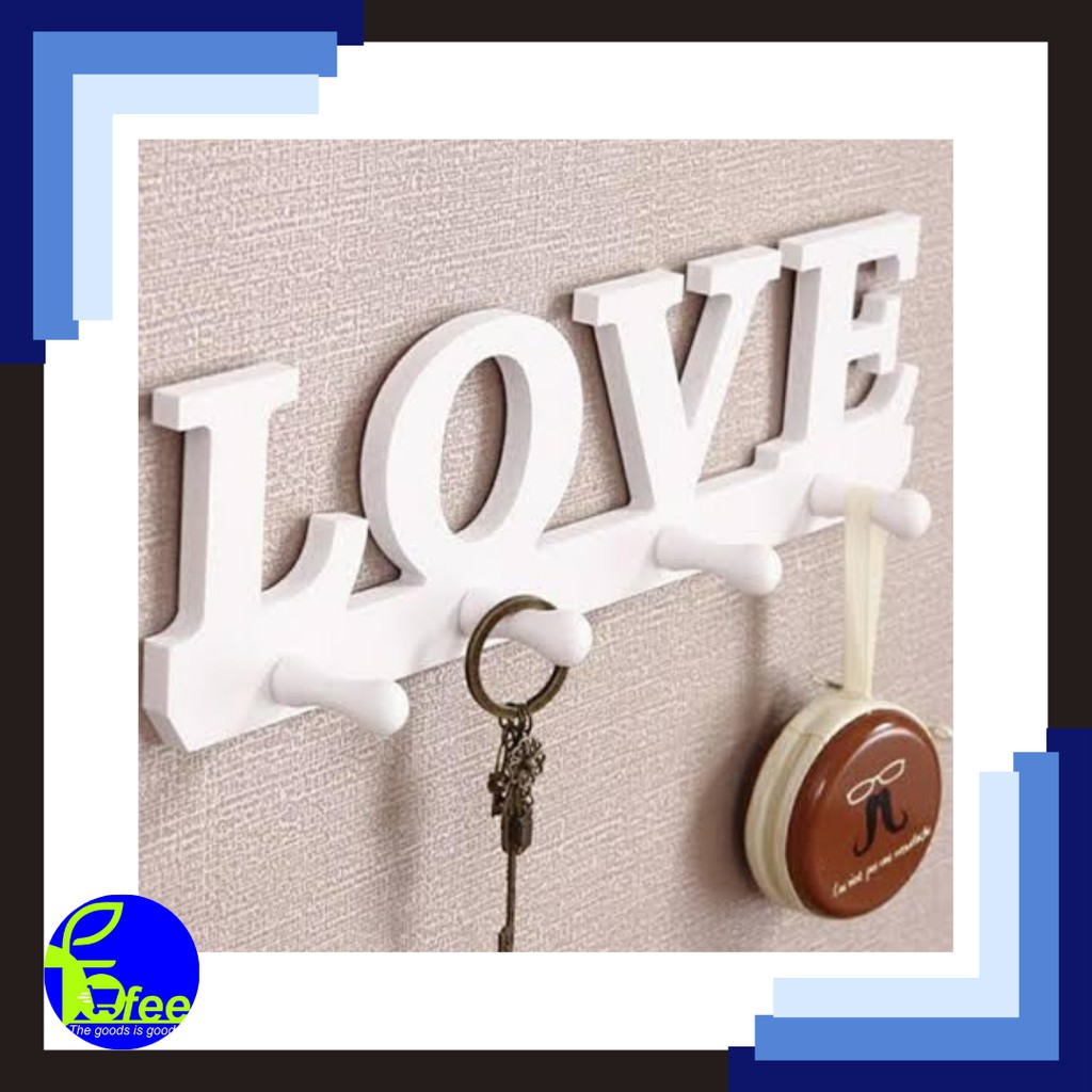 [IMPORT] - Rak Dinding Gantungan Baju Love Putih - White Hanger Kayu R29