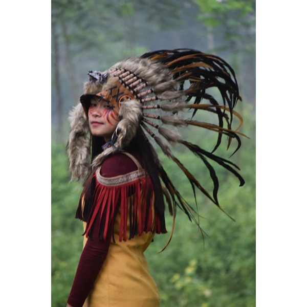 TOPI INDIAN - INDIAN HEADDRESS SMALL AYAM KENING SRIGALA COKLAT