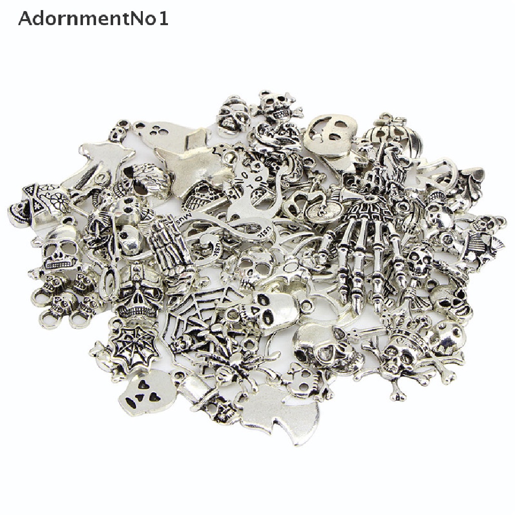 (AdornmentNo1) 60pcs / Set Liontin Silver Tibet Campur Untuk Perhiasan Halloween Charms