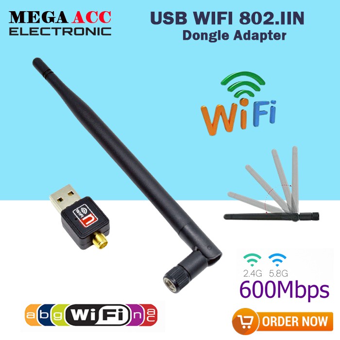 Usb Mini Wifi With Antenna Wireless Adapter Mini 600mbps Shopee Indonesia
