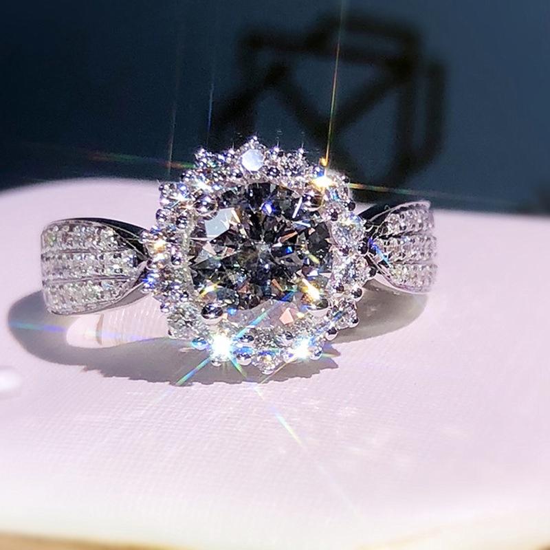 Bisa Cod Fashion Korea Cincin Zirkon Mikro Hias Gypsophila Yang Indah Aksesoris Cincin Kawin  incin Perak Sterling 925 Cincin Wanita Hadiah Terbaik 1730C1