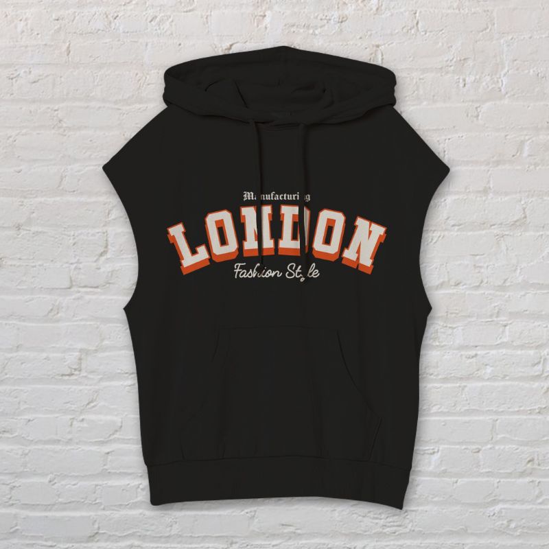 ROMPI HOODIE UNISEX LONDON TANPA LENGAN TEBAL KEKINIAN TERBARU''